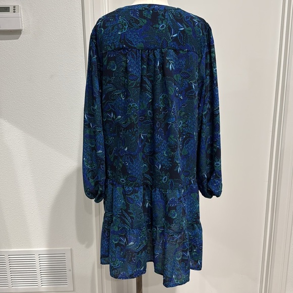 Time & Tru Blue and Green Long Sleeve Dress - L - Picture 4 of 9